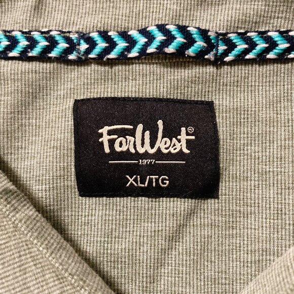 FARWEST Dusty sage green short-sleeve button-down men's shirt ~ XL 1X summer top - Picture 2 of 12